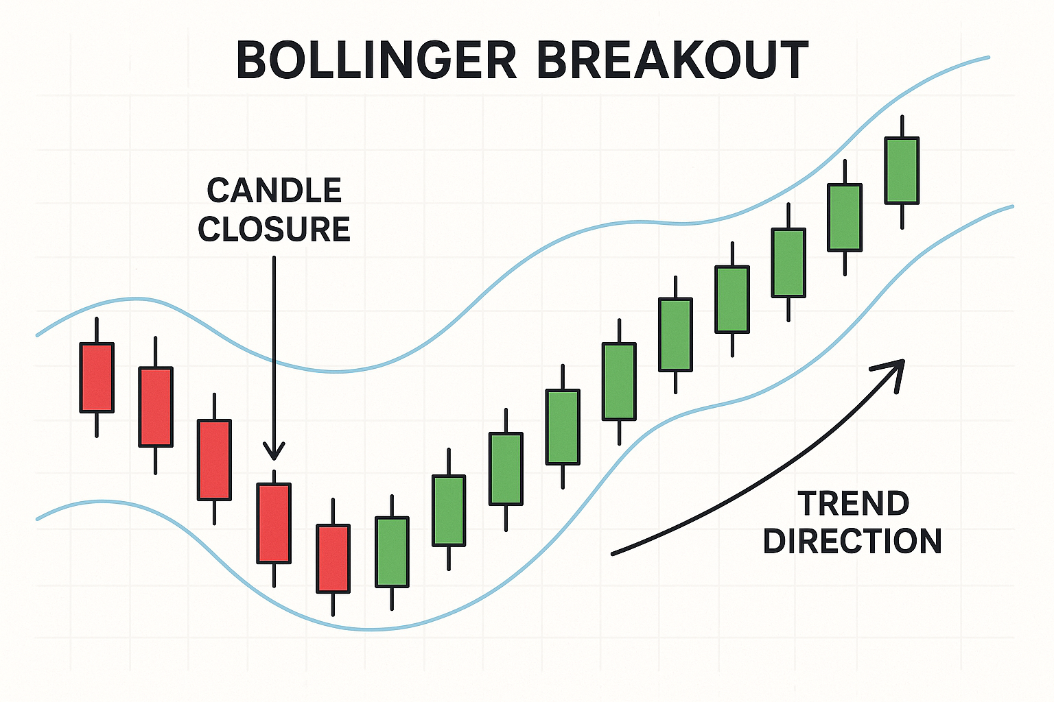 Example chart of Bollinger Breakout with candle closure beyond the band.